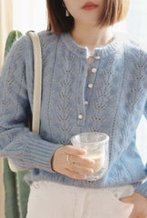 Paisley Mohair Sweater - Dusty Blue