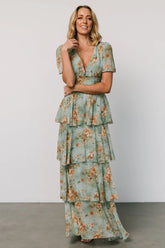 Montaigne Ruffle Maxi Dress | Blue Sage Floral