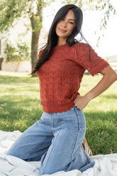 Serenity Knit Sweater Top | Rust