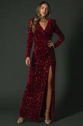 Madonna Sequin Maxi Dress | Burgundy
