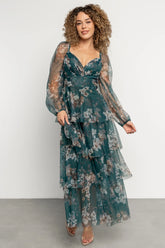 Tessa Tiered Maxi Dress | Green Floral