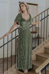 Everley Velvet Maxi Dress | Dark Sage