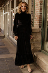 Elodie Velvet Maxi Dress | Black