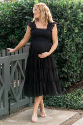Emma Smocked Tulle Dress | Black