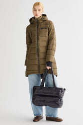 Slant Pocket Zip up Puffer Down Coat