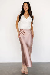 Celeste Satin Midi Skirt | Blush
