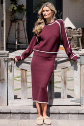 Ava Knit Midi Skirt | Wine