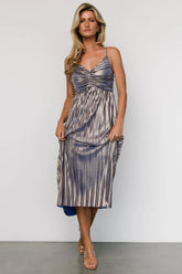 Cecilia Pleated Dress | Blue Shimmer