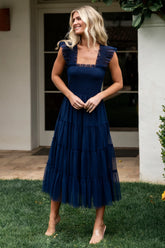 Emma Smocked Tulle Dress | Navy