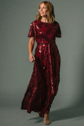Muse Sequin Maxi Dress | Wine