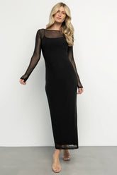Darya Mesh Midi Dress | Black