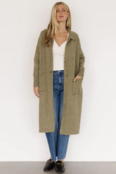 Ontario Long Button Cardigan | Olive