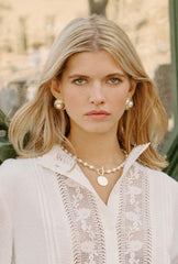 Baroque Pearls and Gold Pendant Toggle Necklace