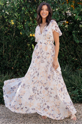 Lynlee Metallic Maxi Dress | Off White Print