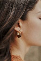 Camel Acrylic Gold Hoop Earrings