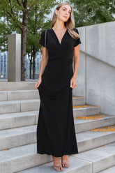 Annaeli Cross Front Maxi Dress | Black