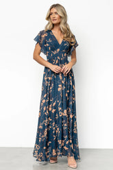 Lynlee Metallic Maxi Dress | Topaz