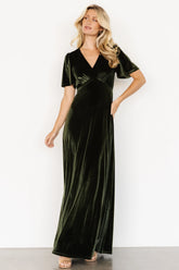Vivian Velvet Maxi Dress | Olive