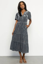 Bronwyn Velvet Dress | Dusty Blue
