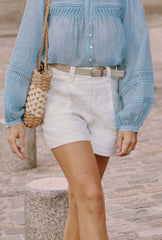 Sand Woven Belt with Silver Buckle