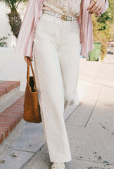 Odilia Mid Rise Straight Leg Jeans - Cream