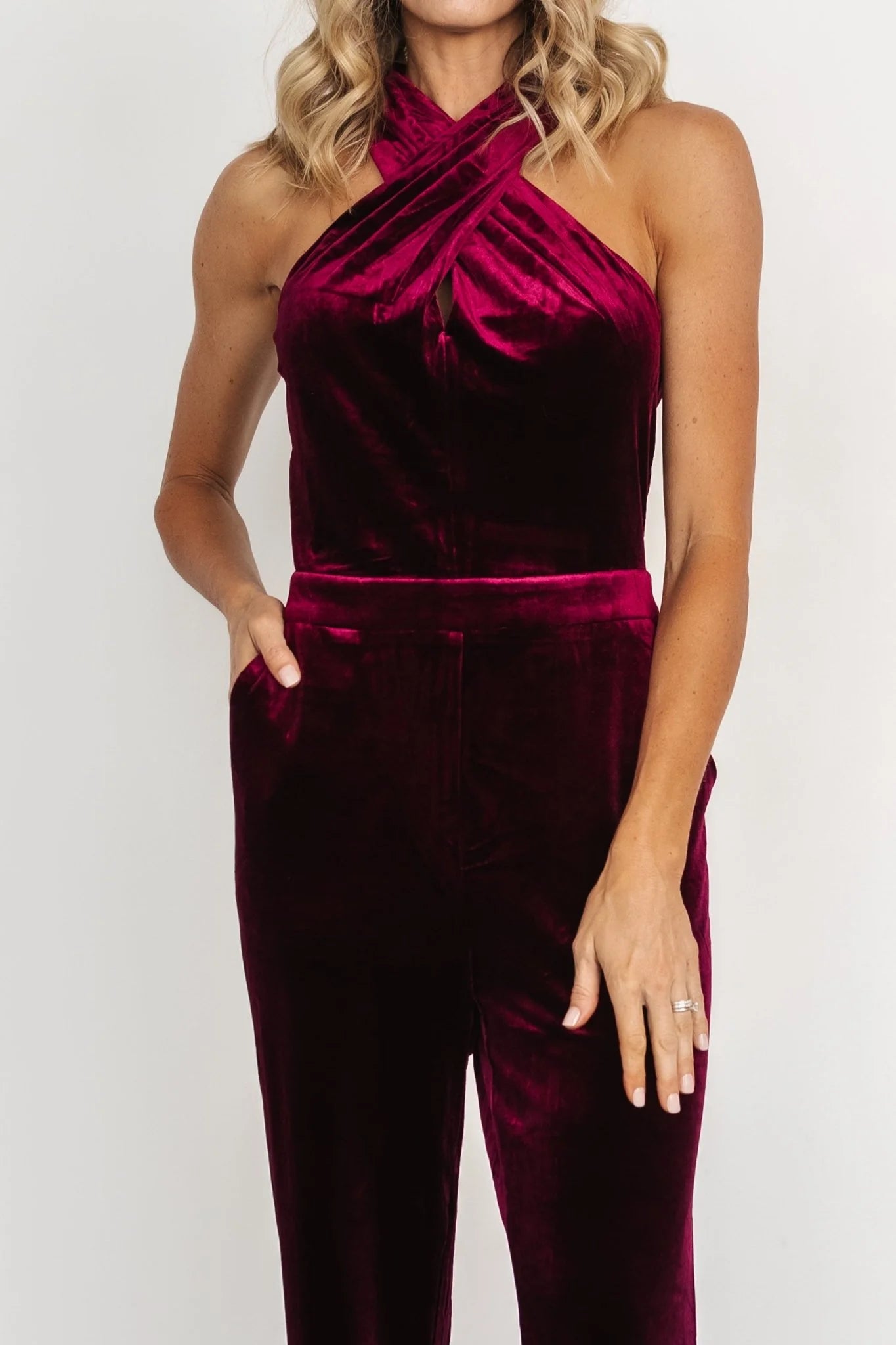 Cleopatra Velvet Jumpsuit | Burgundy