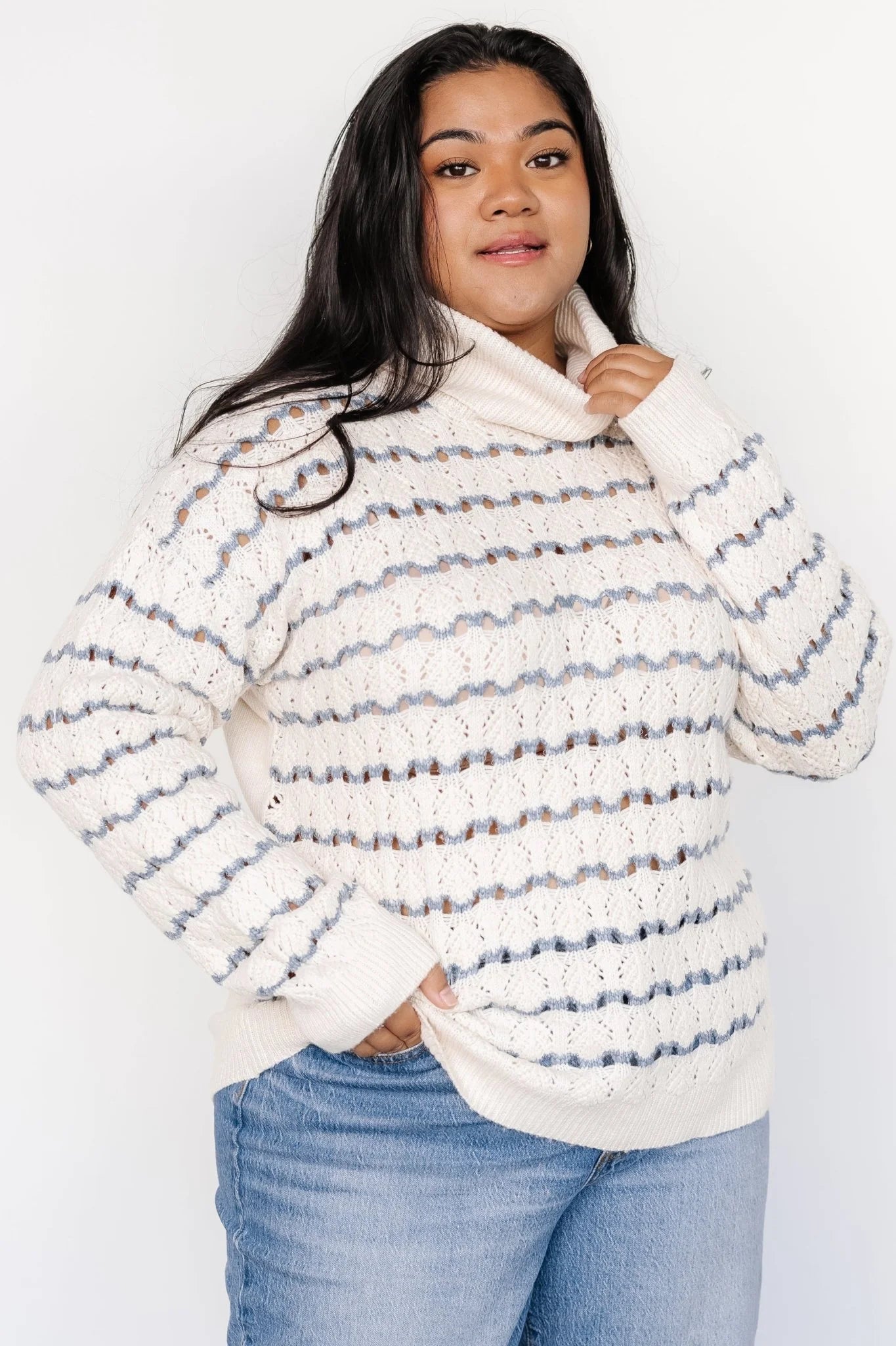 Hollis Knit Sweater | Ivory + Blue