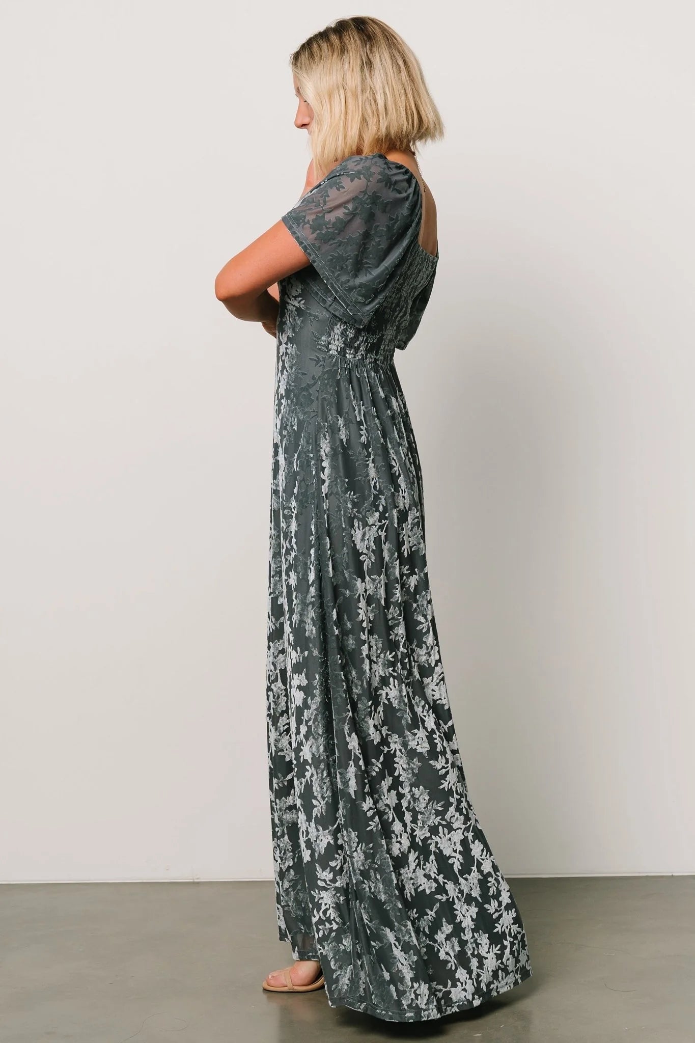 Everley Velvet Maxi Dress | Dusty Blue