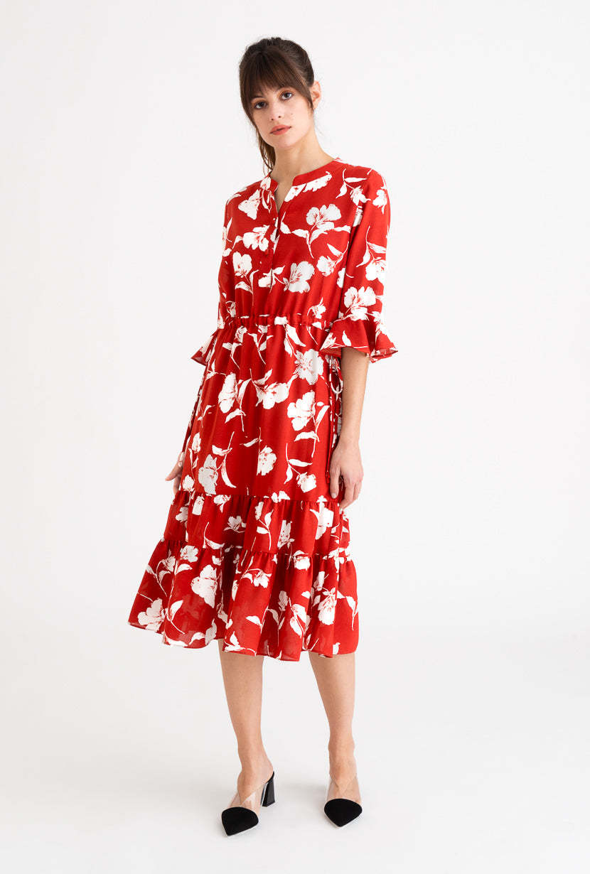 Celina Dress - Red Floral