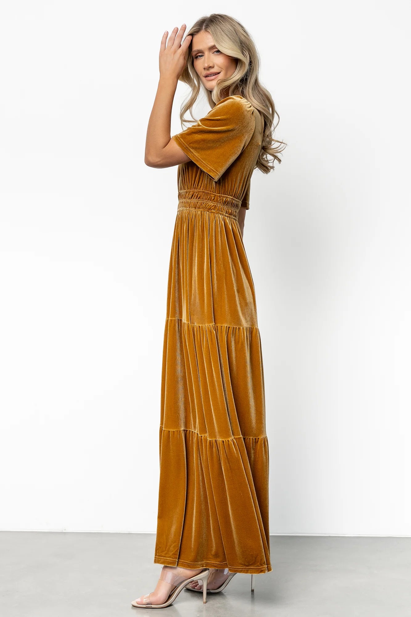 Artemis Velvet Maxi Dress | Dark Gold