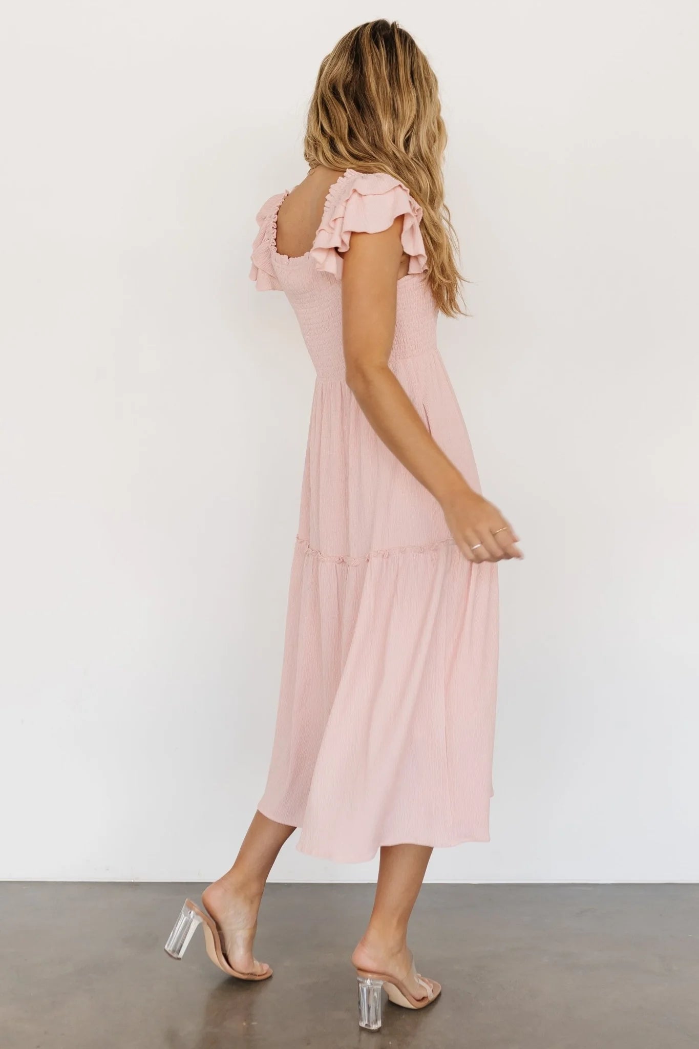 Jacie Smocked Midi Dress | Blush