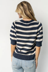 Keira Sweater Top | Navy + Ivory Stripe