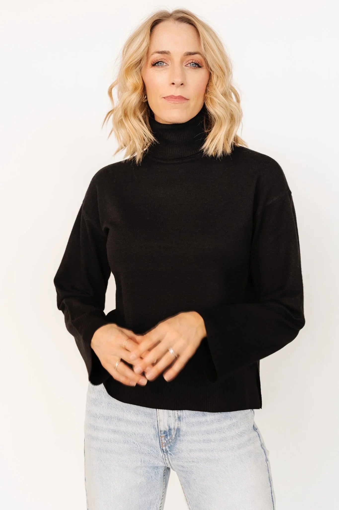 Irene Turtleneck Sweater Top | Black