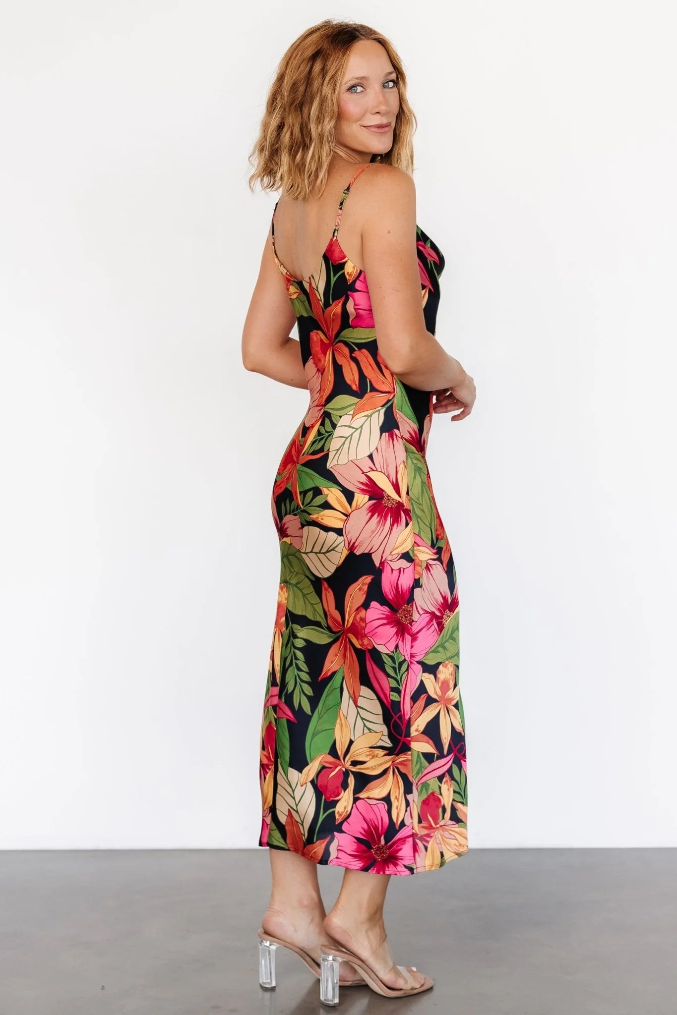 Kala Slip Midi Dress | Black Multi Floral