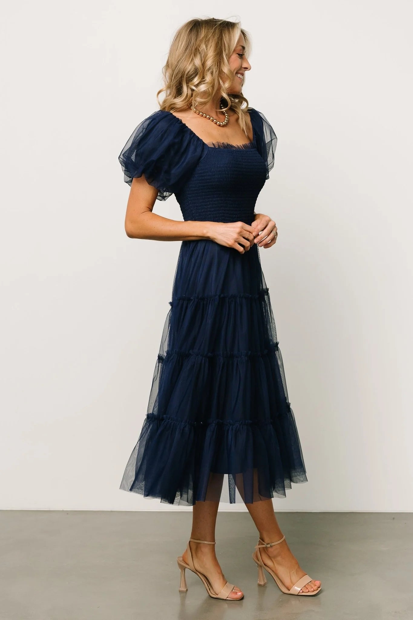 Liv Tulle Midi Dress | Navy