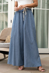 Odelia Striped Pants | Blue + Off White Stripe