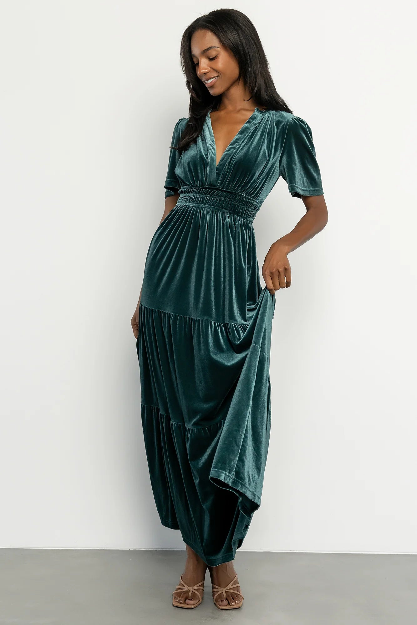 Artemis Velvet Maxi Dress | Deep Lagoon