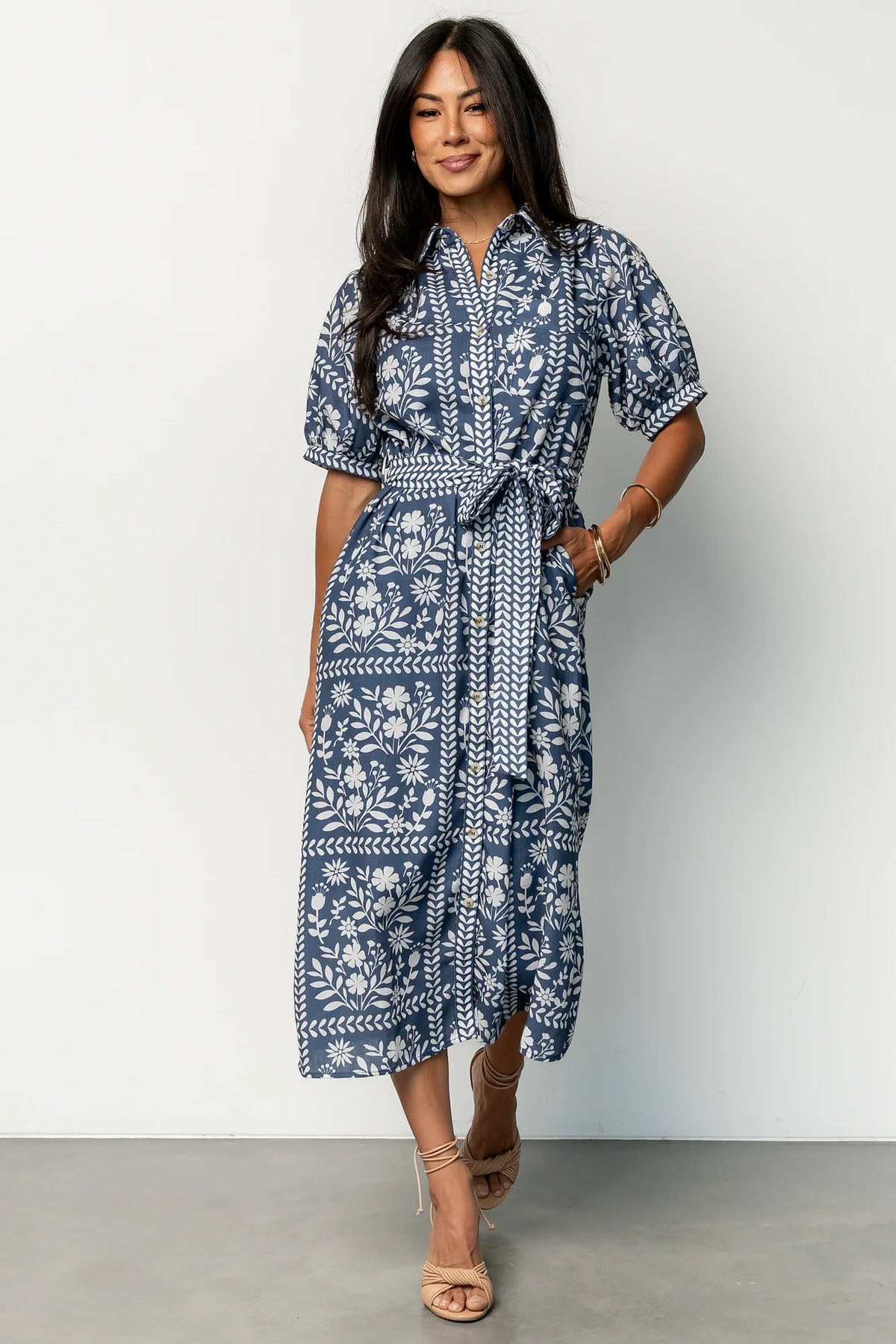 Karla Midi Dress | Deep Slate + White Floral