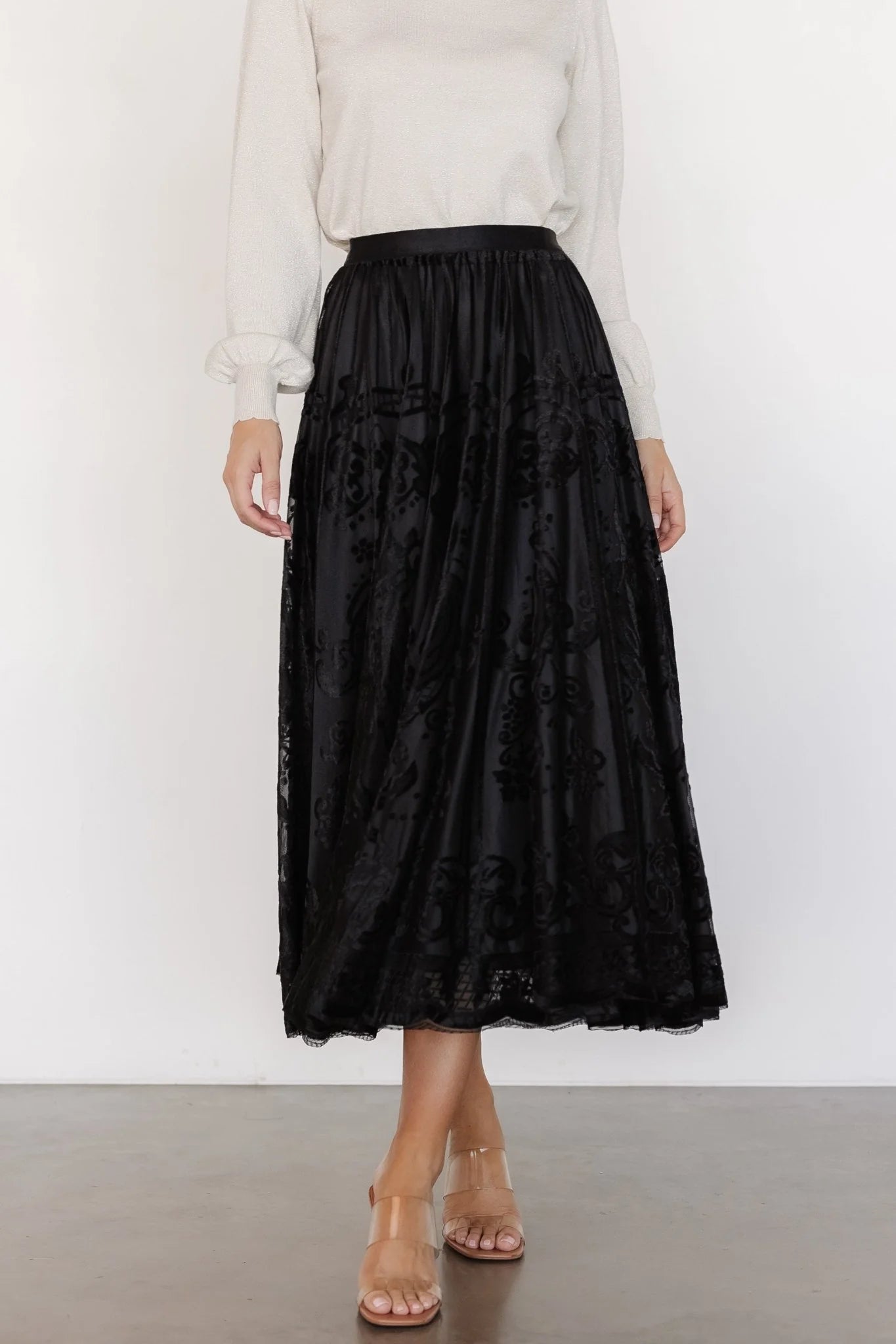 Palini Velvet Skirt | Black