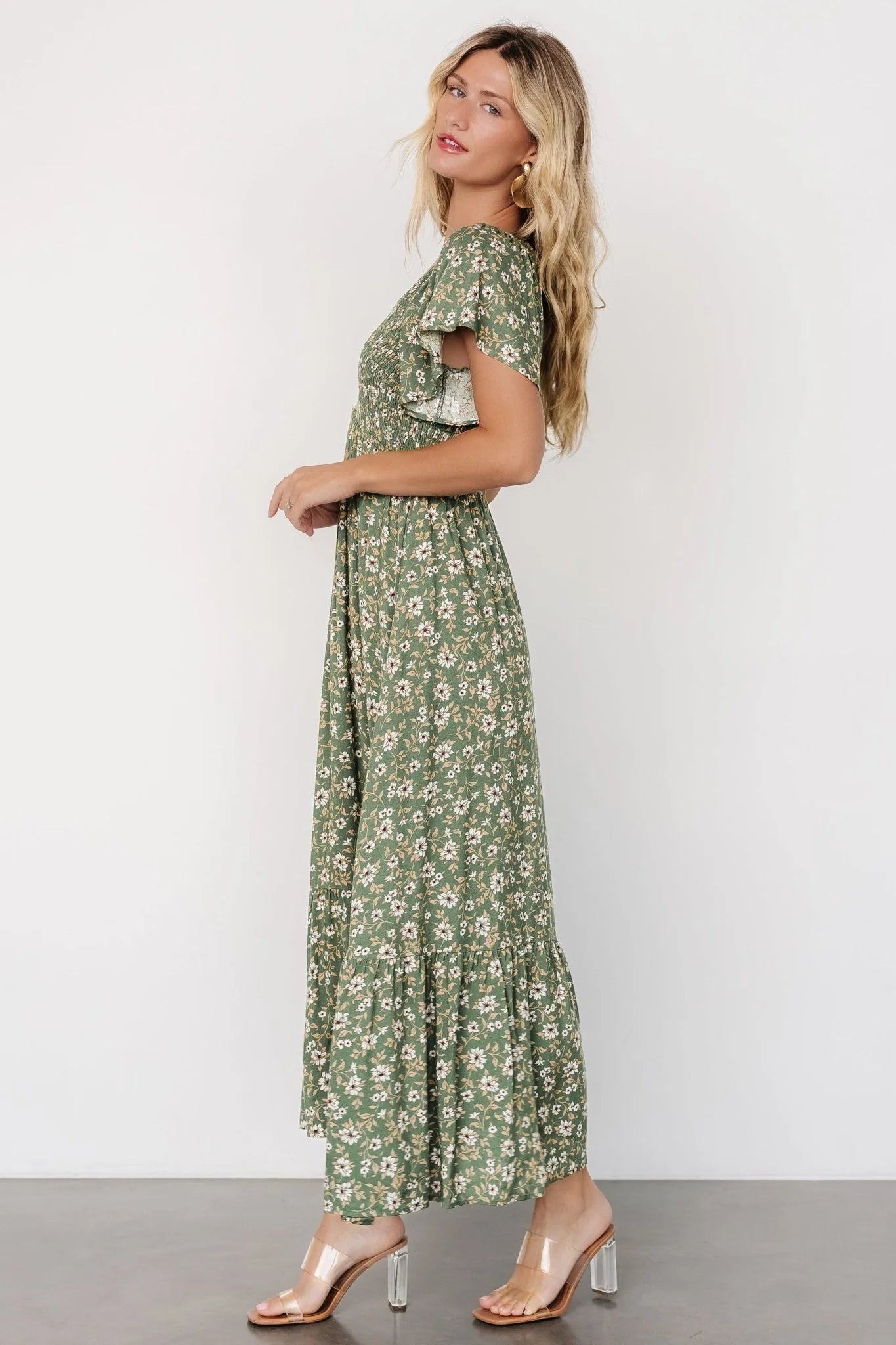 Joanie Smocked Dress | Green Floral