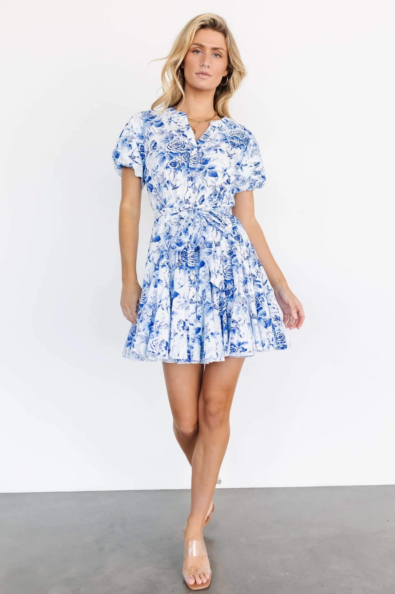 Mikki Mini Dress | White + Blue