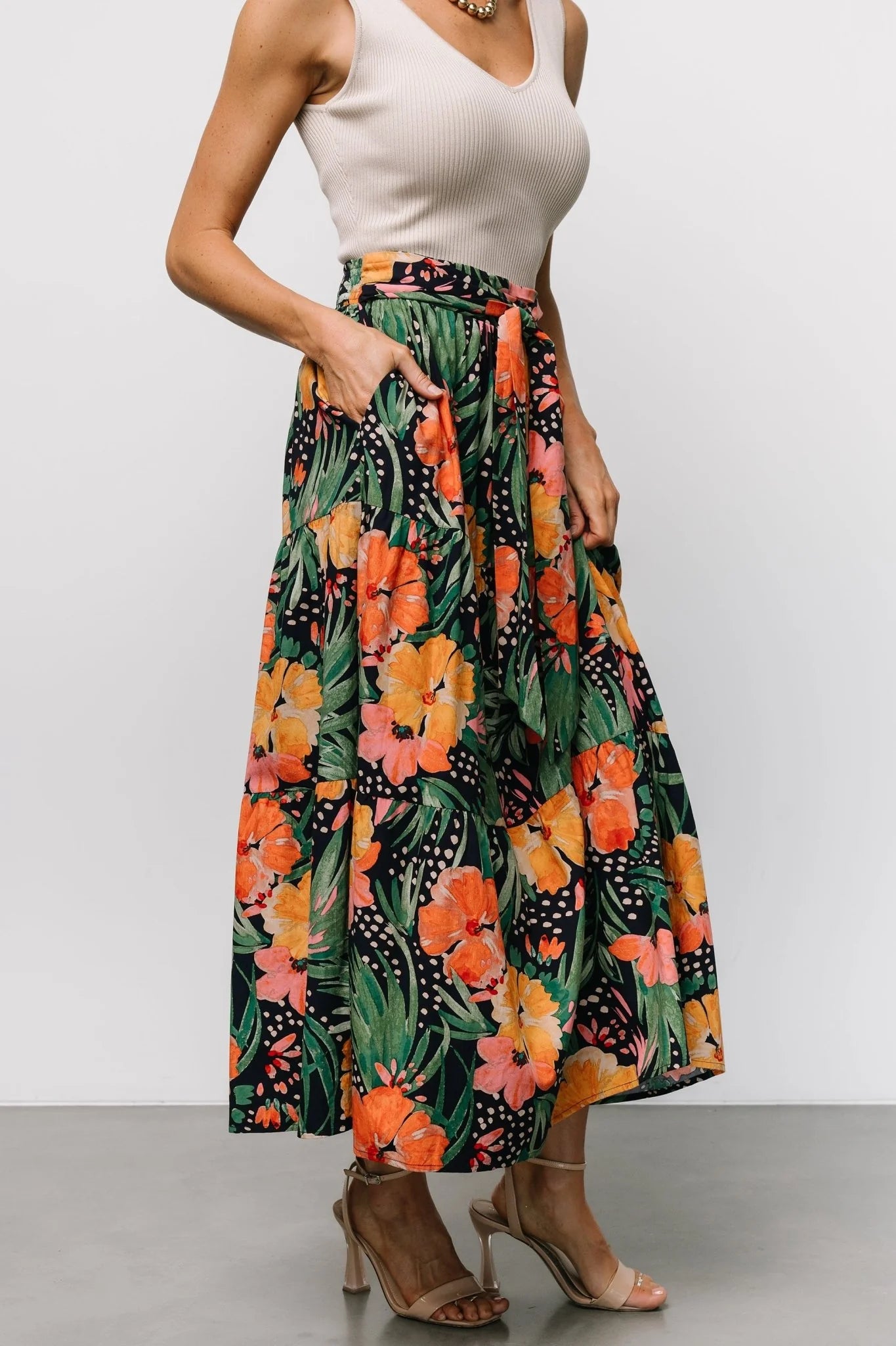 Melea Skirt | Navy Multi Floral