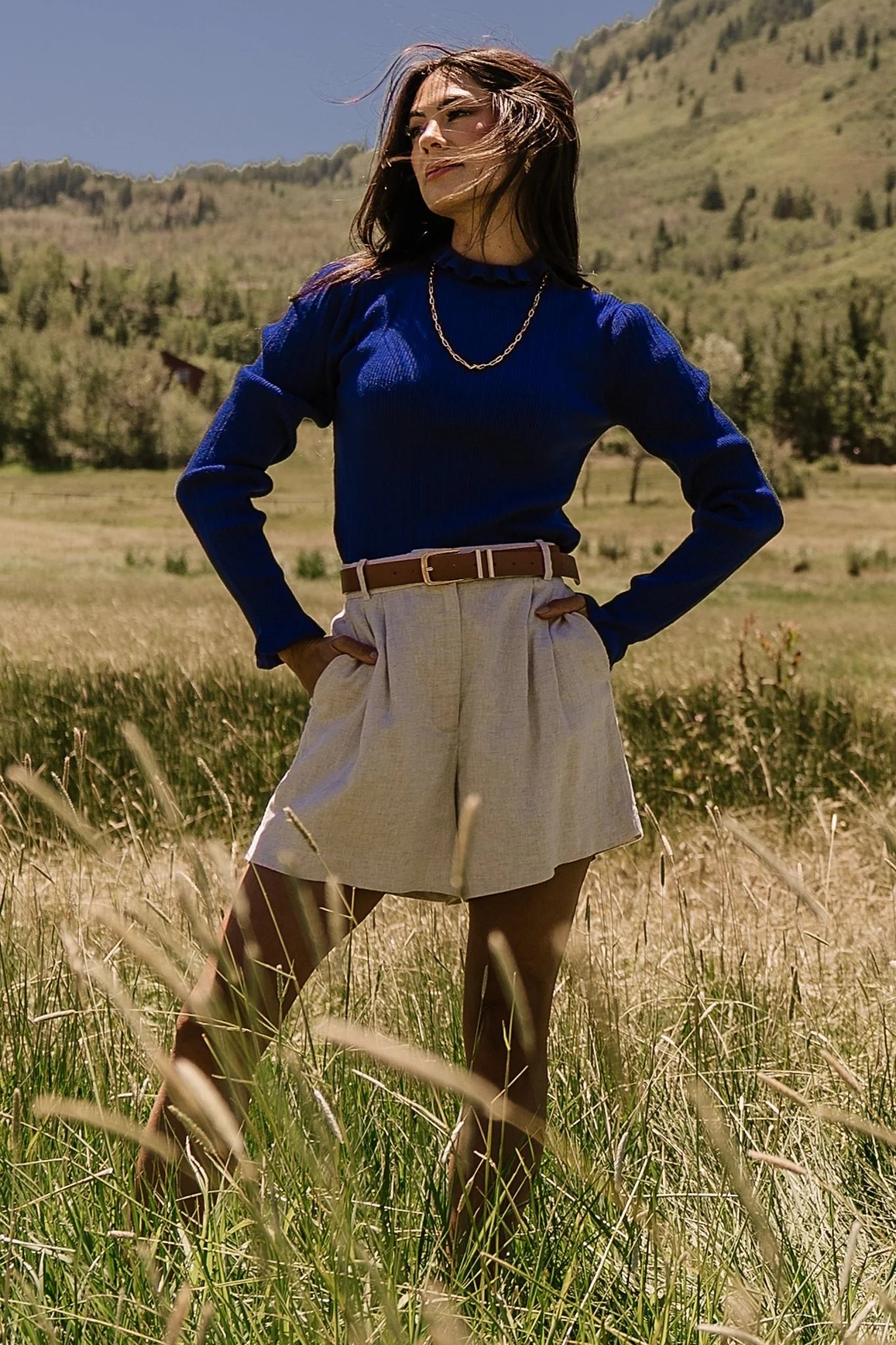 Olympia Sweater Top | Cobalt