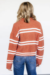 Olsen Stripe Sweater | Dark Clay + White