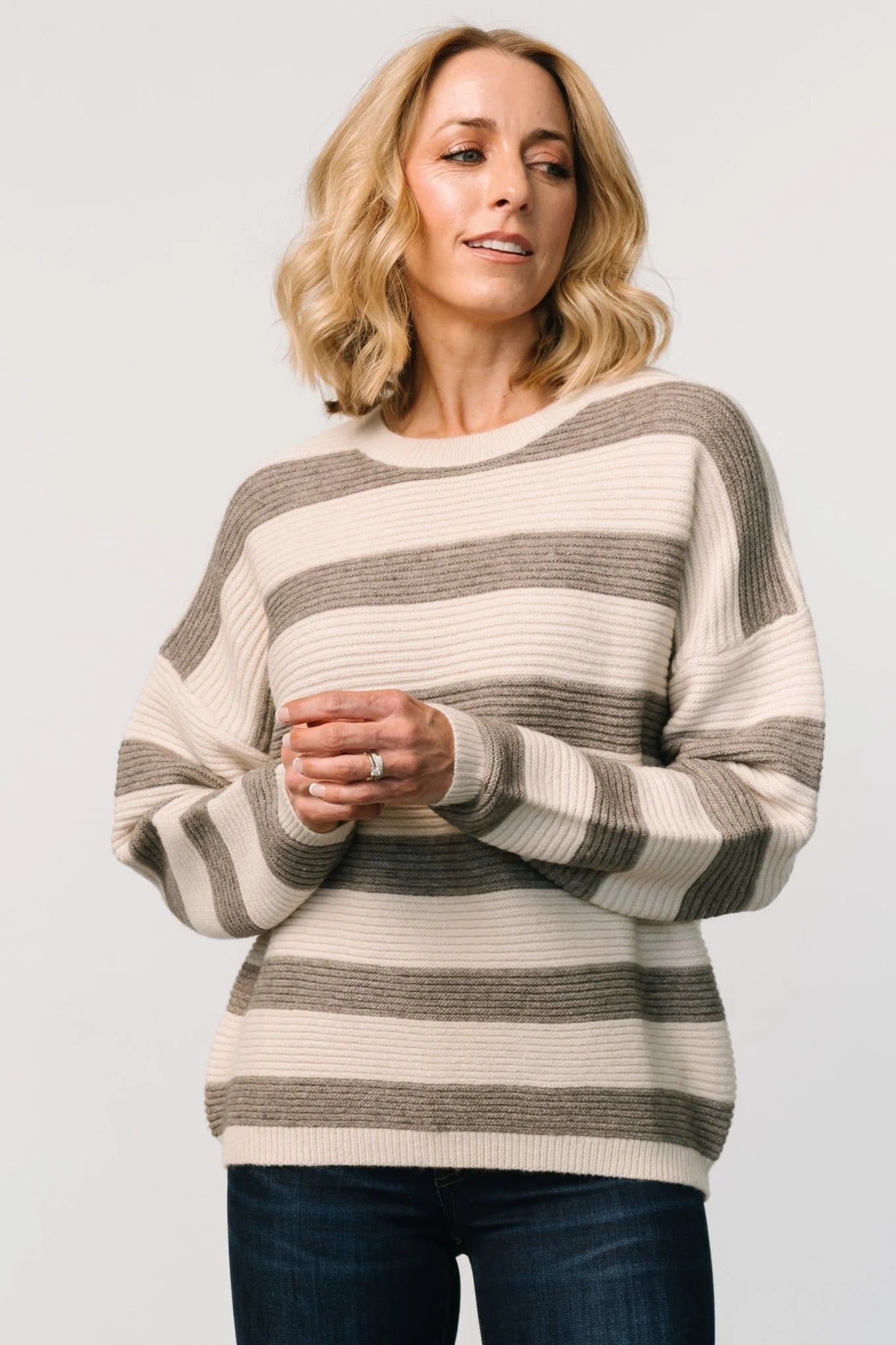 Ellington Knit Sweater | Cream + Gray