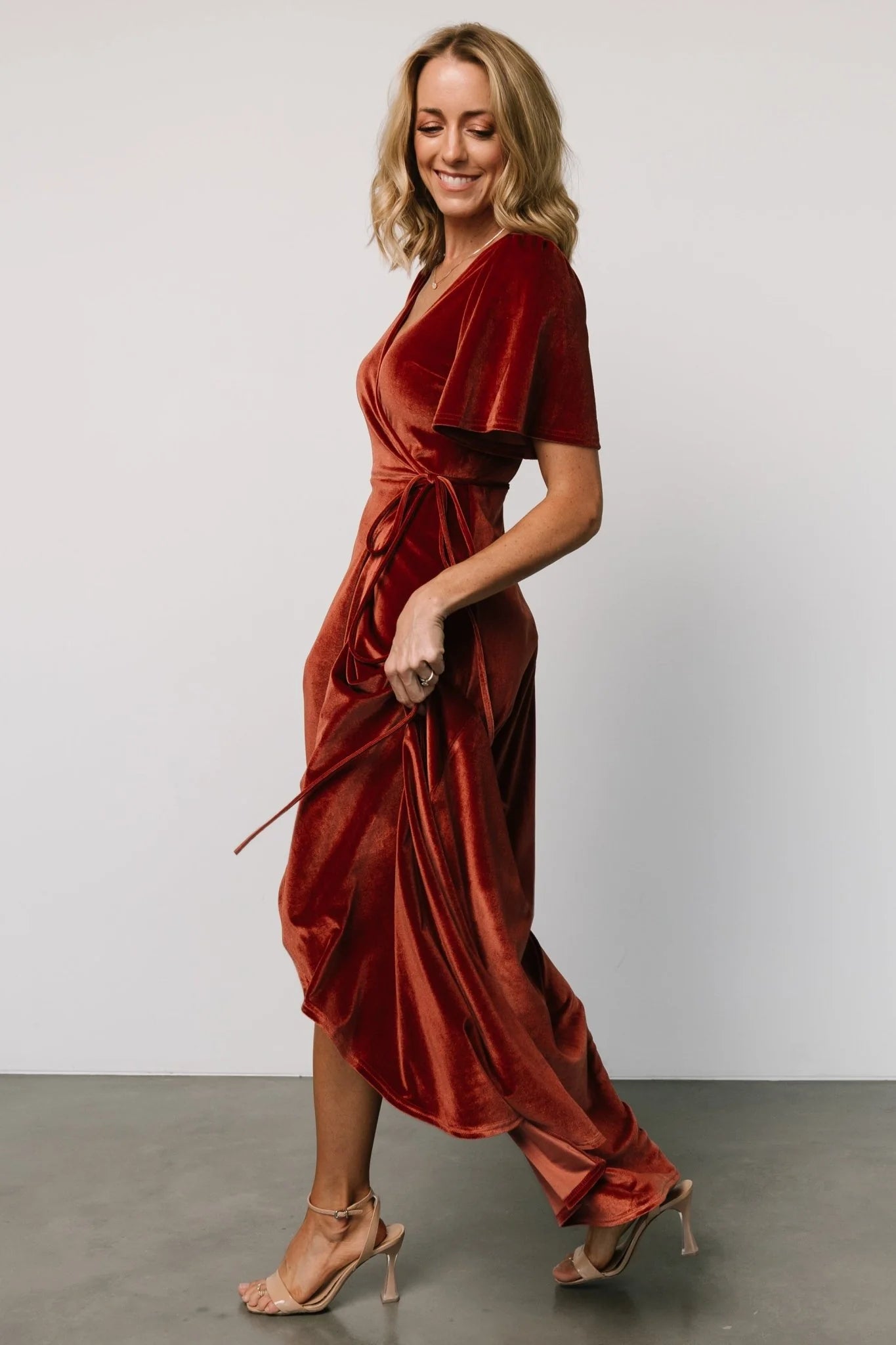 Katelyn Velvet Maxi Wrap Dress | Cinnamon