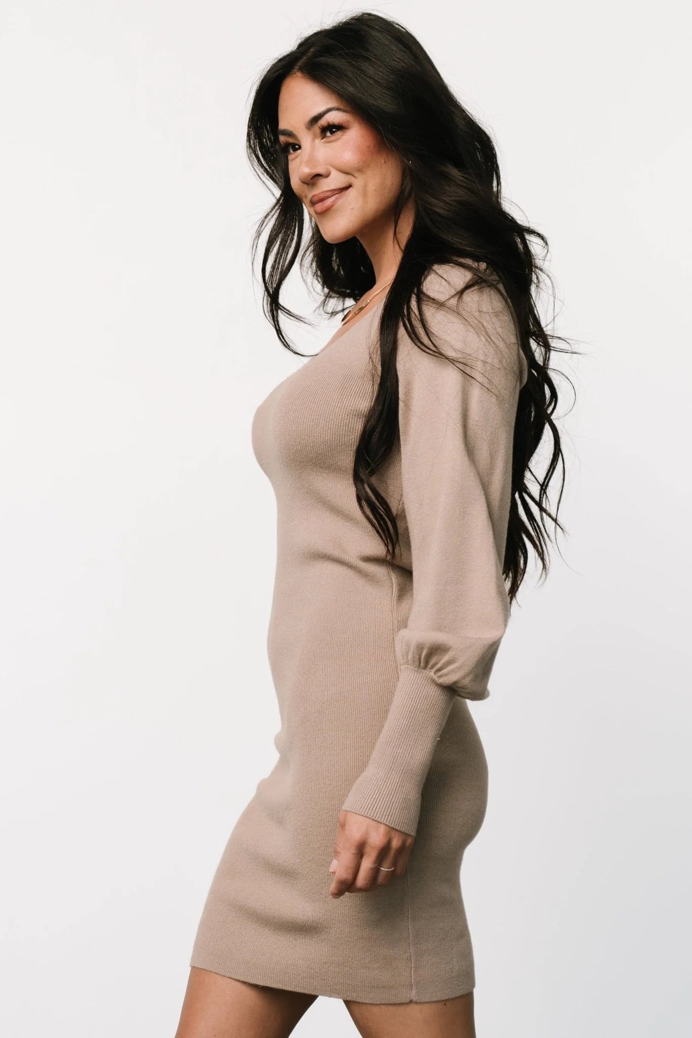 Suki V Neck Sweater Dress | Mocha