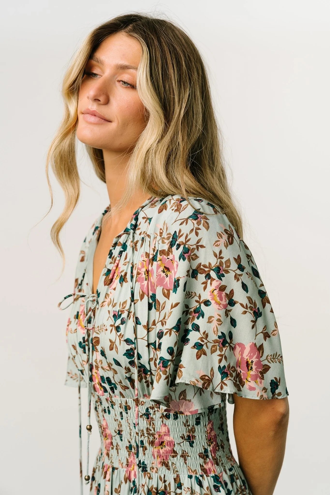 Spell Boho Midi Dress | Sage + Pink Floral