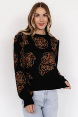 Blake Floral Sweater | Black + Camel
