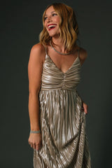 Cecilia Pleated Dress | Champagne